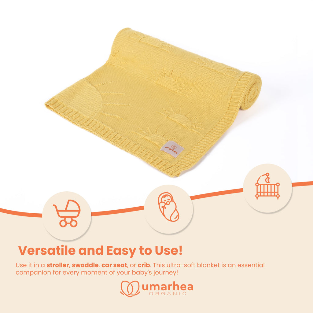 Perfect Umarhea Organic Cotton Baby Blanket Yellow Sun