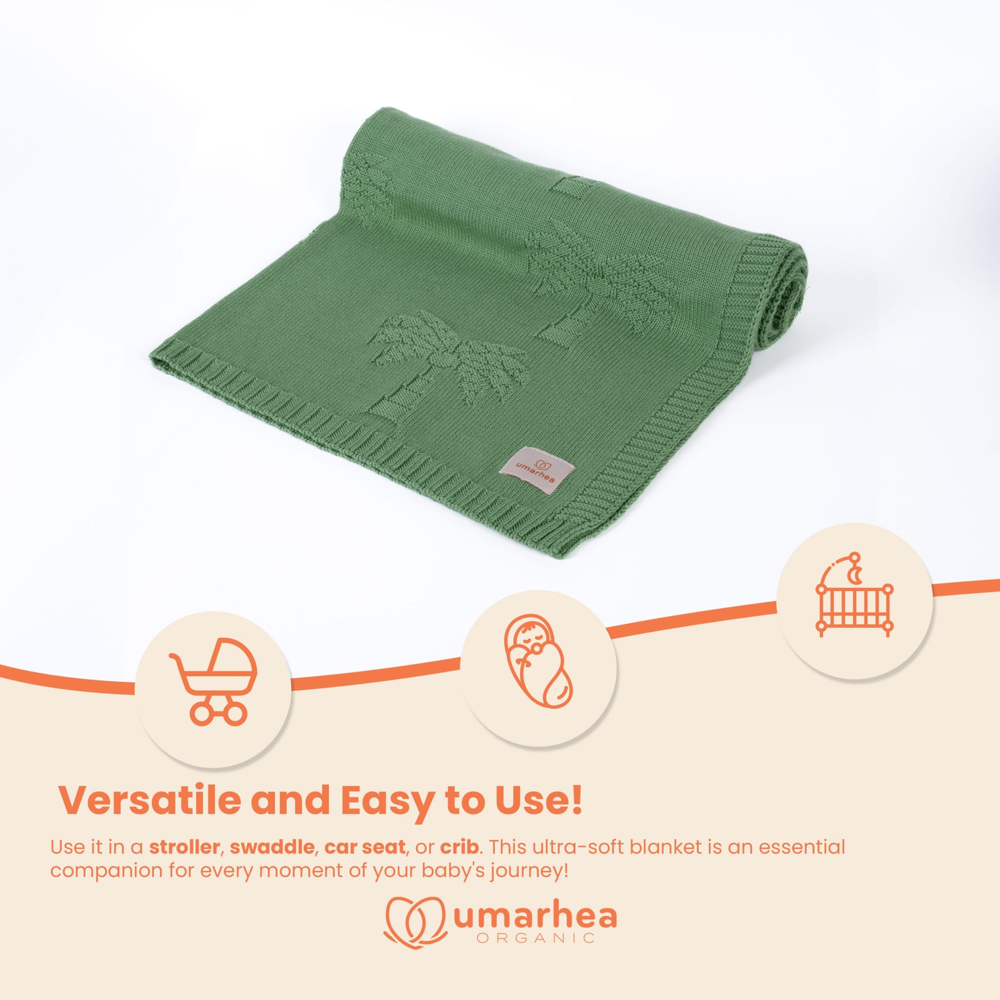 Perfect Umarhea Organic Cotton Baby Blanket Green Palm