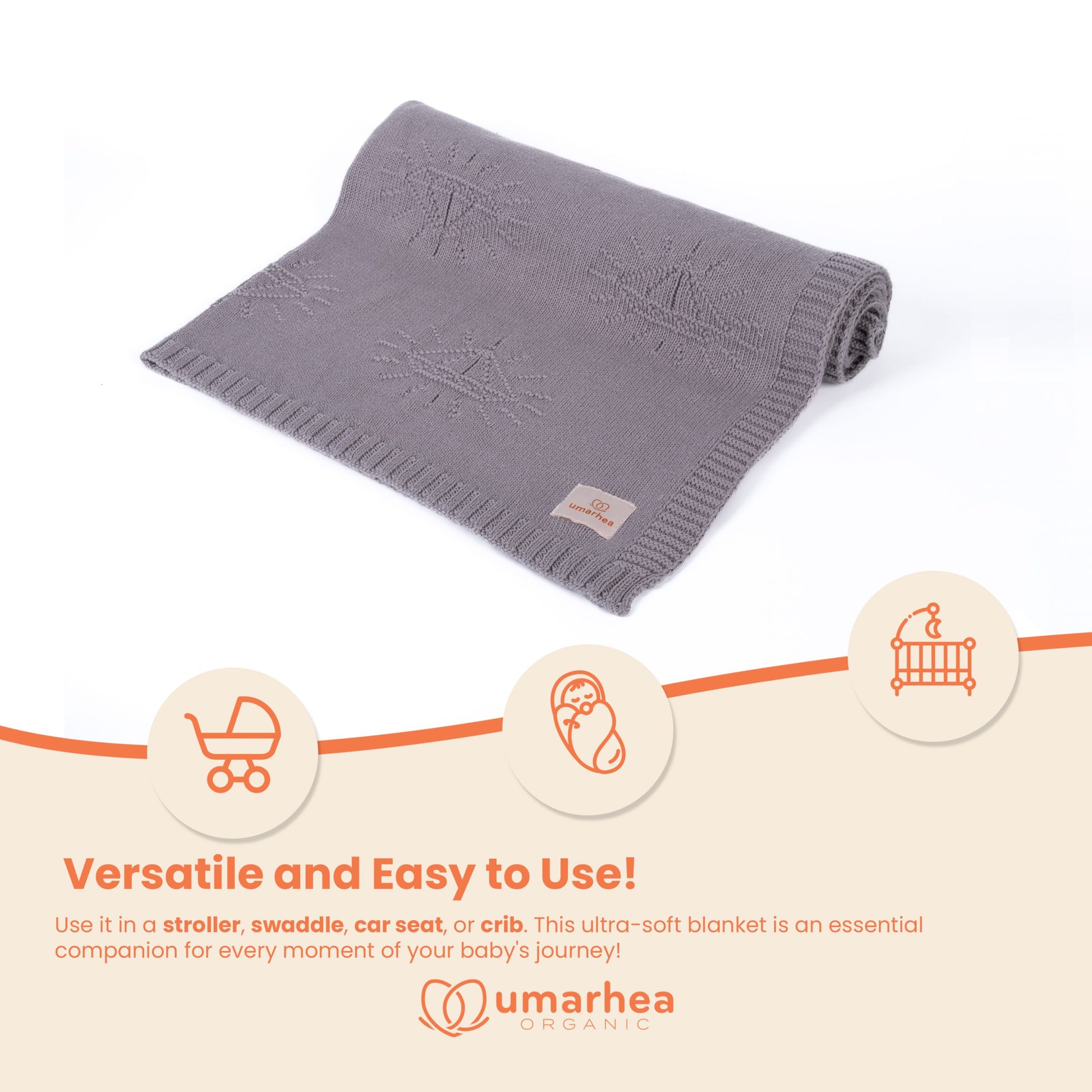 Perfect Umarhea Organic Cotton Baby Blanket Gray Diamond