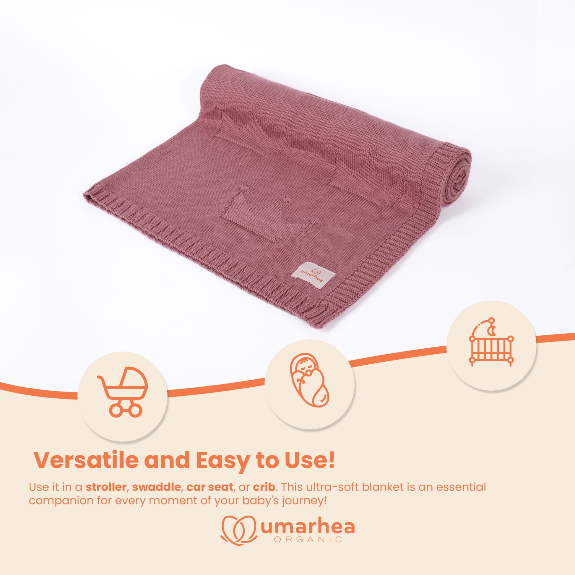 Perfect Umarhea Organic Cotton Baby Blanket Rose Crown
